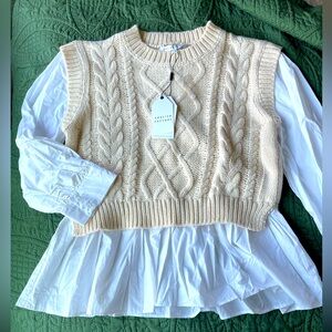 NWT English Factory sweater vest with attached blouse